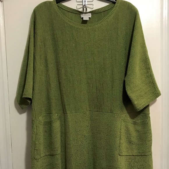 Soft Surroundings Tops - Soft Surroundings Green Knit Sweater Dress Tunic